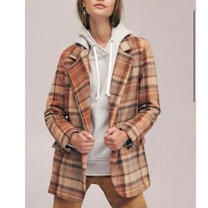 FREE PEOPLE Mari Plaid Blazer Coat Size Small